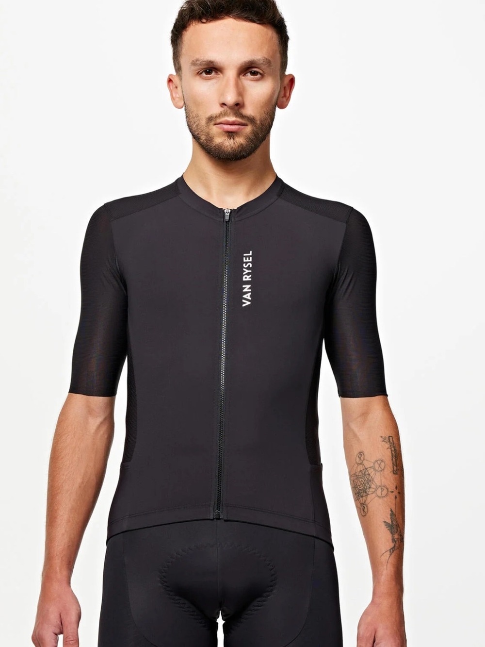 Men's Black Zip-Front Cycling Jersey